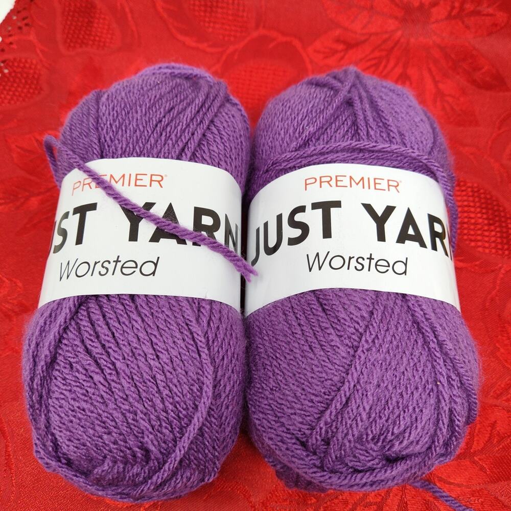 2X Premier Just Yarn Worsted Royal Purple 131 Yard Skein Acrylic NEW 1116-54